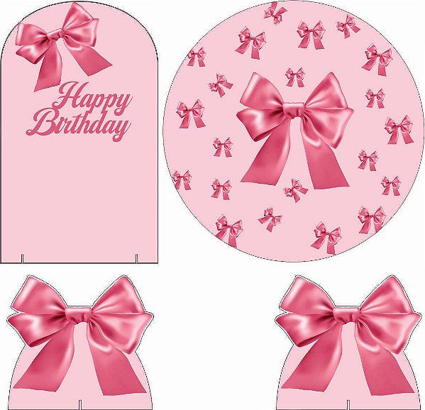 Laço Kit Festa na Mesa 50cm Painel Redondo Romano e Display Mdf