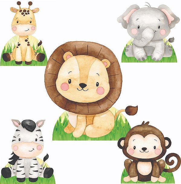 Safari Cut Kit 1 Display de Chão 4 de Mesa Festa Cenários Totens