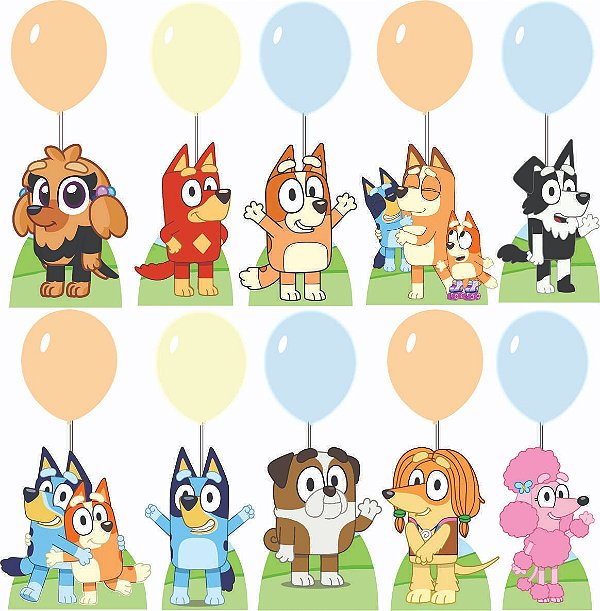 Bluey e Bingo Centro de Mesa