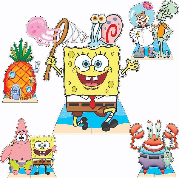 Bob Esponja Kit 1 Display de Chão 4 de Mesa Festa Cenários Totens