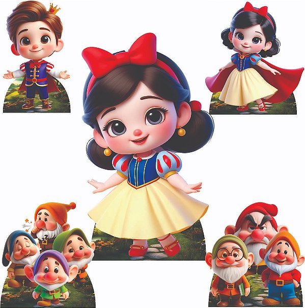 Branca de Neve Cut Kit 1 Display de Chão 4 de Mesa Festa Cenários Totens