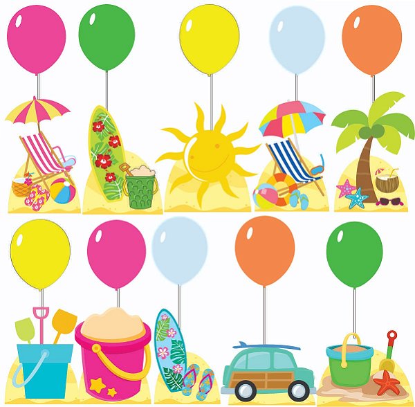 Displays Praia Centro De Mesa Balão Kit Totem