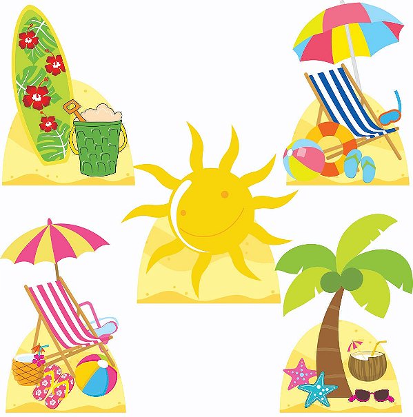 Displays MDF Praia Kit 5 Decoração Festa Totem