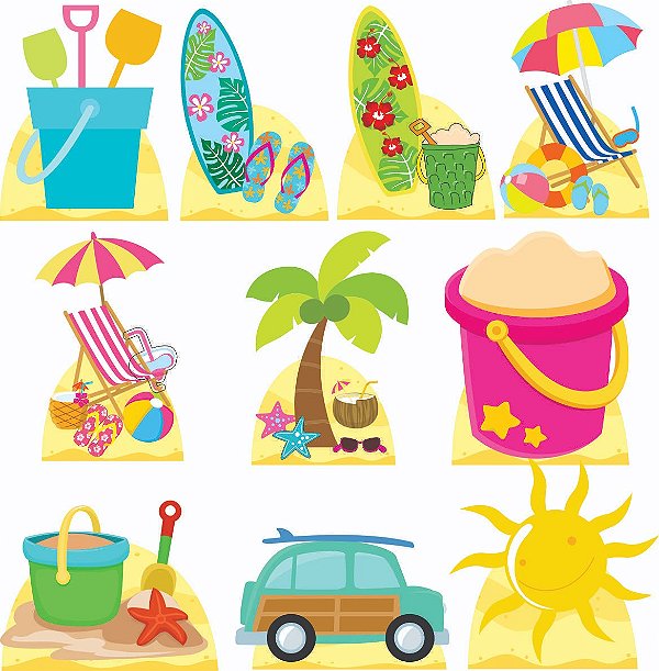 Kit 10 Displays Praia Decoração Festa Totem