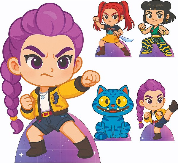 Kit 1 Cenário De Chão E 4 De Mesa Guerreiras Do Kpop Cute 2