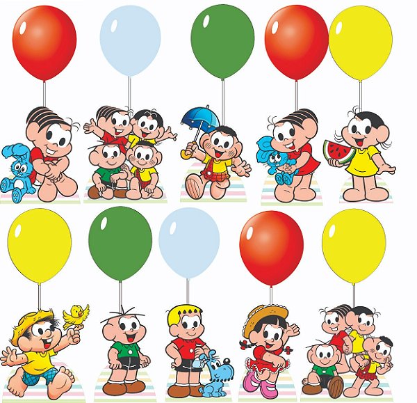 Centro De Mesa Turma Com Balão Mdf Decoração Totem Displays