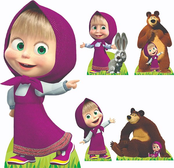 Masha e o Urso Kit 1 Display de Chão 4 de Mesa Festa Cenários Totens