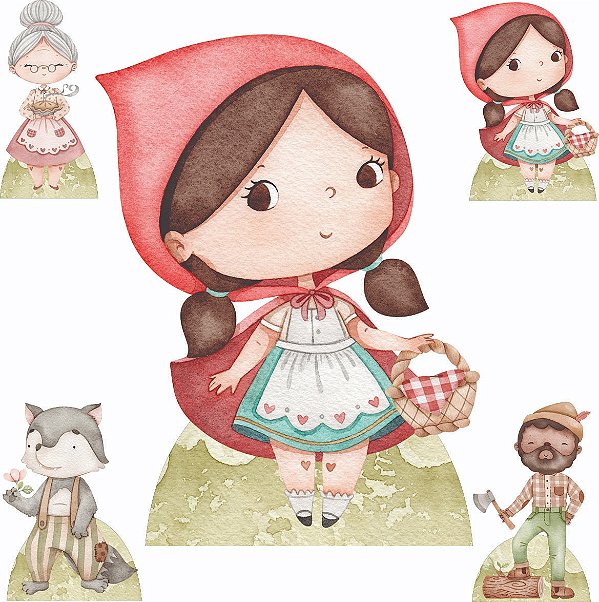 Chapeuzinho Vermelho Aquarelado 1 Display de Chão e 4 de Mesa