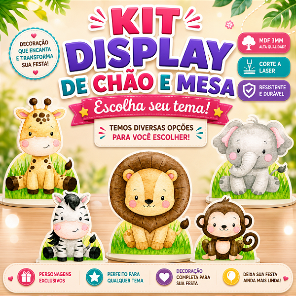 Escolha Seu Tema Display de Chão e Mesa