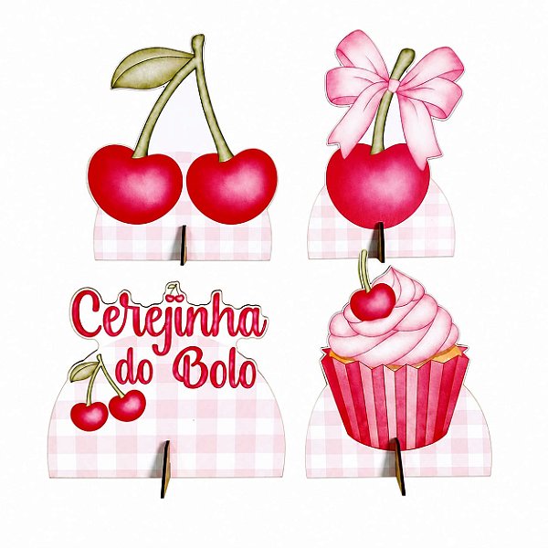 Cerejinha do Bolo Aquarelado 4 Displays 25cm