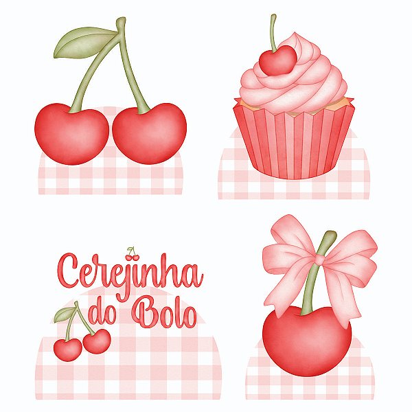 Cerejinha do Bolo Aquarelado 4 Displays 25cm