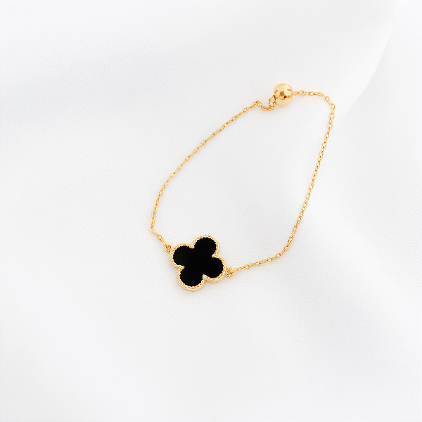 PULSEIRA TREVO PEROLADO COM FECHO SILICONE EM OURO 18K