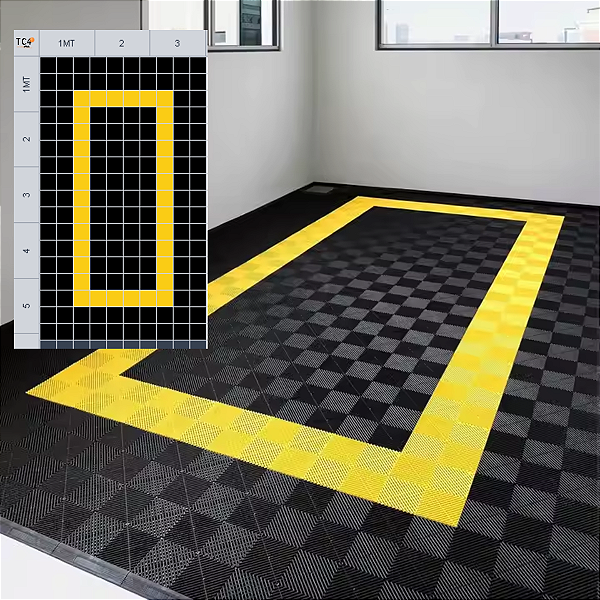 Projeto Piso Modular Automotivo Garagem 5,10m x 3m Cores