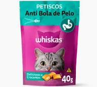 Petisco Whiskas Temptations Anti Bola de Pelo para Gatos Adultos de 40g