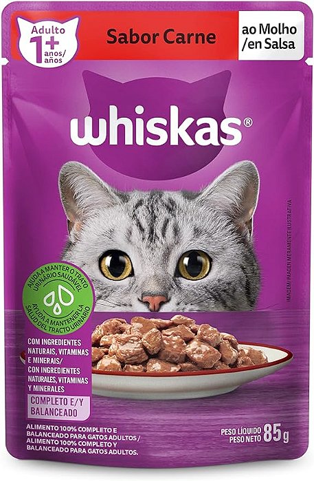 Sachê Whiskas Adulto Sabor Carne (85g)