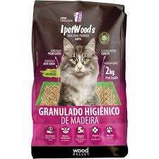 Areia Higiênica IpetWoods Granulado de madeira para Gatos 100% Natural 2 kg