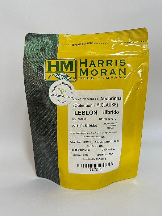 Sementes de Abobrinha Hibrida Leblon 1.000 sementes - HM Clause