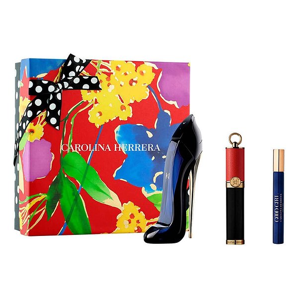 Kit Carolina Herrera Good Girl 80ml Kit Perfume Feminino EDP + Travel Size + Máscara Black