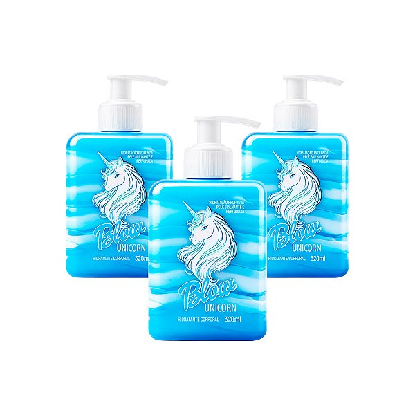 Kit 3 Hidratante Corporal Iluminador Blow Unicorn Gel, Creme e Glitter 320ml - Blow Girl