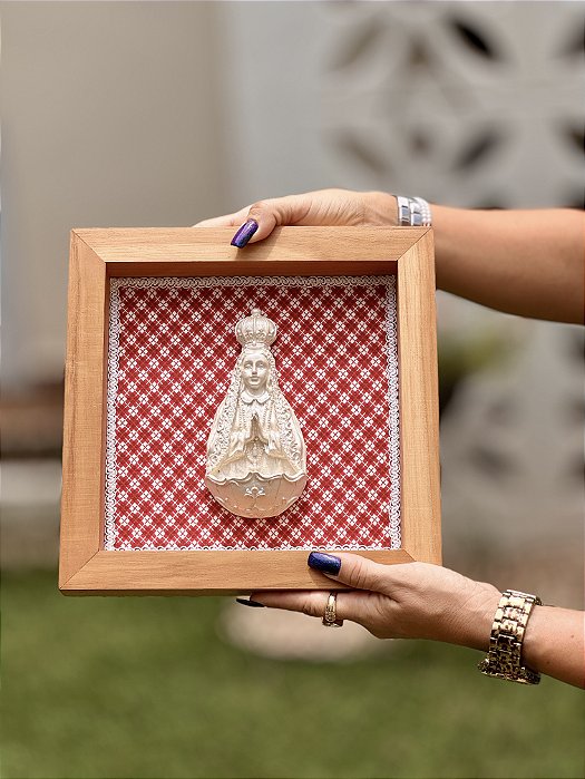 Quadro em Teca de Nossa Senhora | 25cm x 25cm