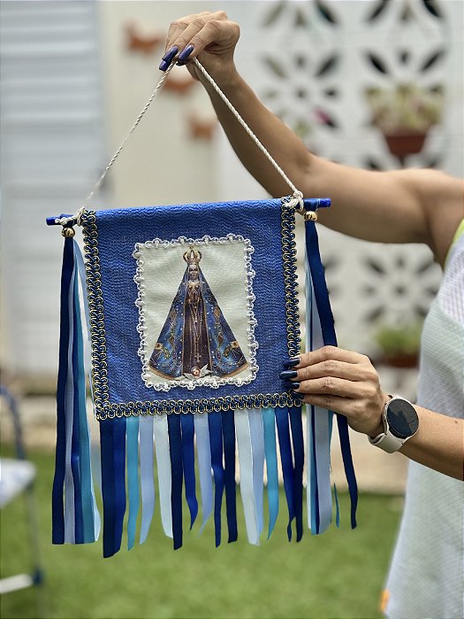 Estandarte P Nossa Senhora Aparecida (Azul) | 23cm x 23cm