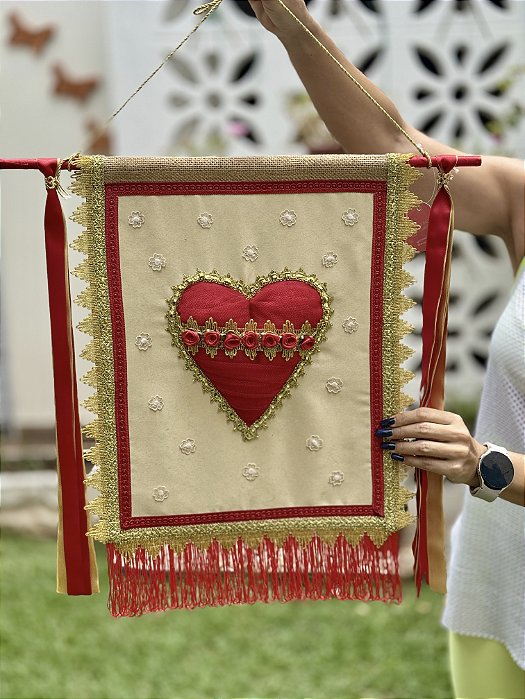 Estandarte M Coração Rubro Imperial | 43cm x 34cm