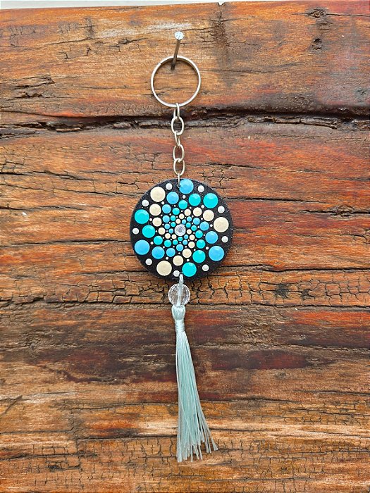 Chaveiro Mandala Ponto a Ponto – Pintado à Mão #003 | 19cm x 4cm