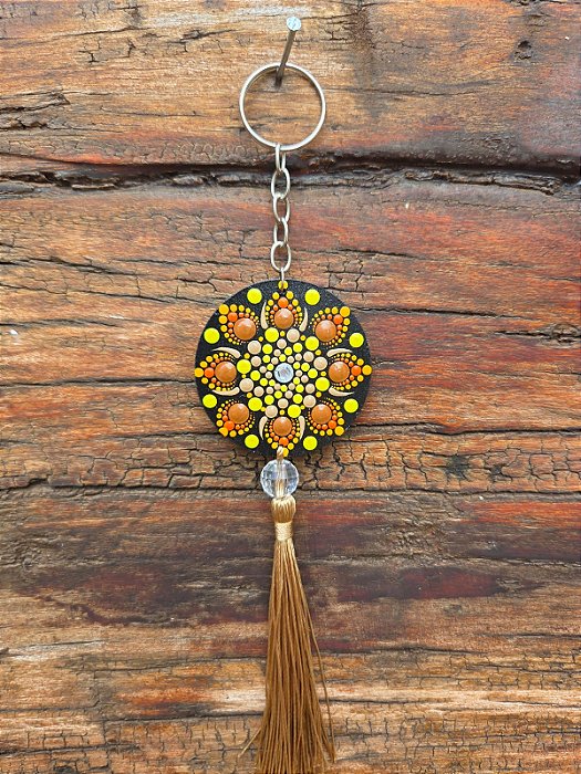Chaveiro Mandala Ponto a Ponto – Pintado à Mão #005 | 19cm x 4cm