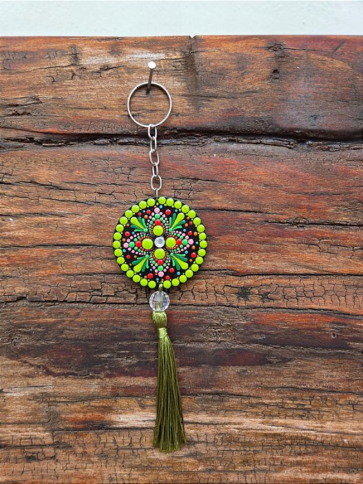 Chaveiro Mandala Ponto a Ponto – Pintado à Mão #006 | 19cm x 4cm
