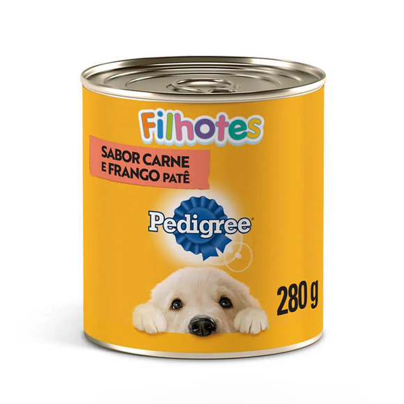 Ração Úmida Pedigree para Cães Filhotes Lata Patê de Carne e Frango 280 g