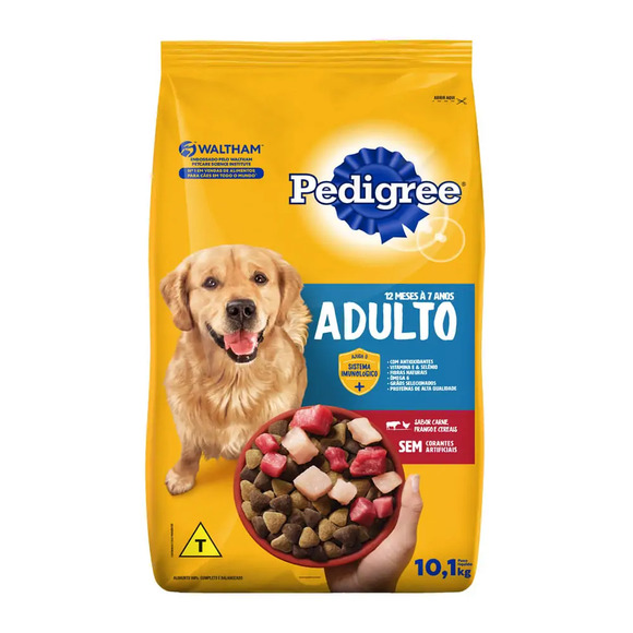 Ração Pedigree Cães Adultos Raças Médias e Grandes Carne, Frango e Cereais 10,1 kg
