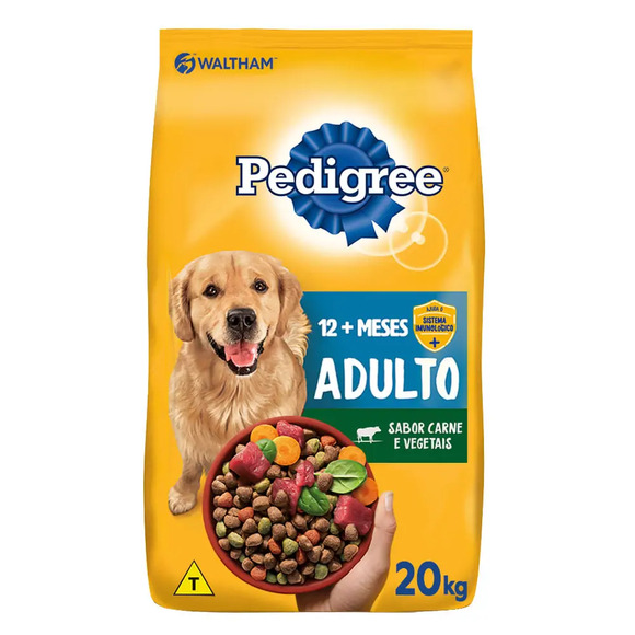 Ração Pedigree Cães Adultos Raças Médias e Grandes Carne e Vegetais 20 kg