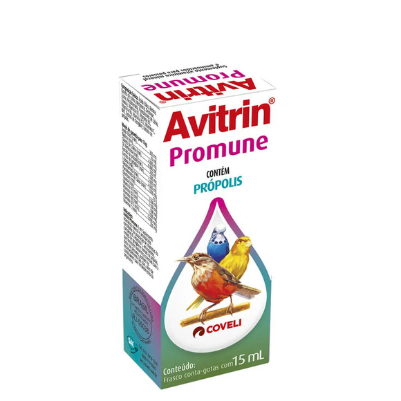 Avitrin Promune Suplemento Vitamínico para Pássaros Coveli 15 ml