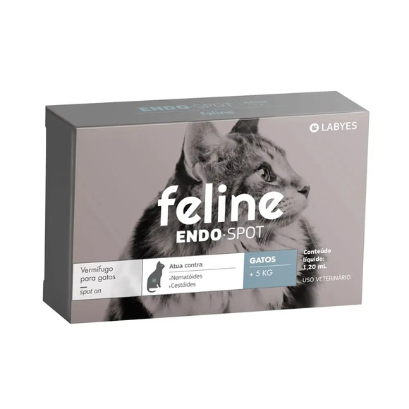 Vermífugo Feline Endospot Labyes acima de 5 kg pipeta de 1,2 ml