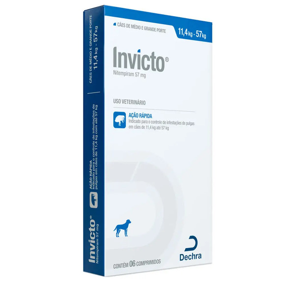 Antipulgas Invicto Cães de 11,4 a 57 kg Dechra 6 comprimidos