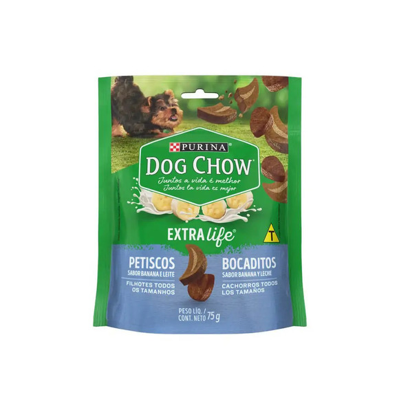 Petisco Dog Chow Cães Filhotes Banana e Leite 75g