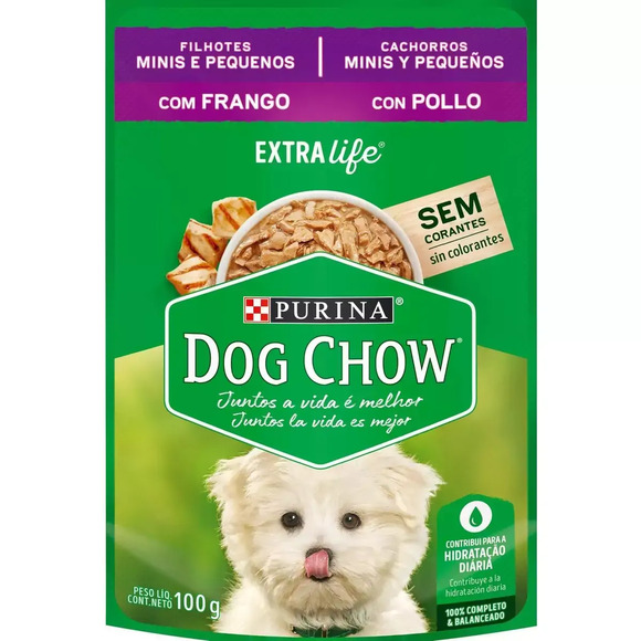 Ração Úmida Dog Chow Cães Filhotes Mini e Pequenos Frango 100 g
