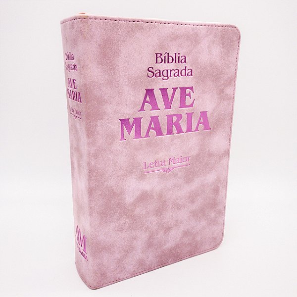 Bíblia Ave Maria - Letra Maior - Rosa com Zíper