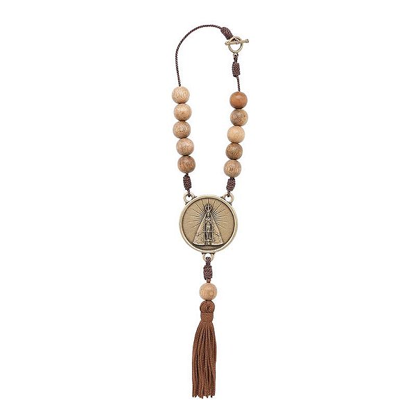 Dezena Para Carro N. Sra. Aparecida Ouro Velho Pompom