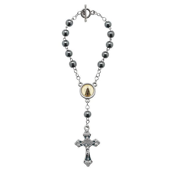 Dezena Para Carro N. Sra. Aparecida e São Cristóvão Hematita 6mm