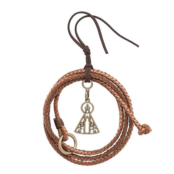 Adorno Para Carro N. Sra. Aparecida - Laço Couro