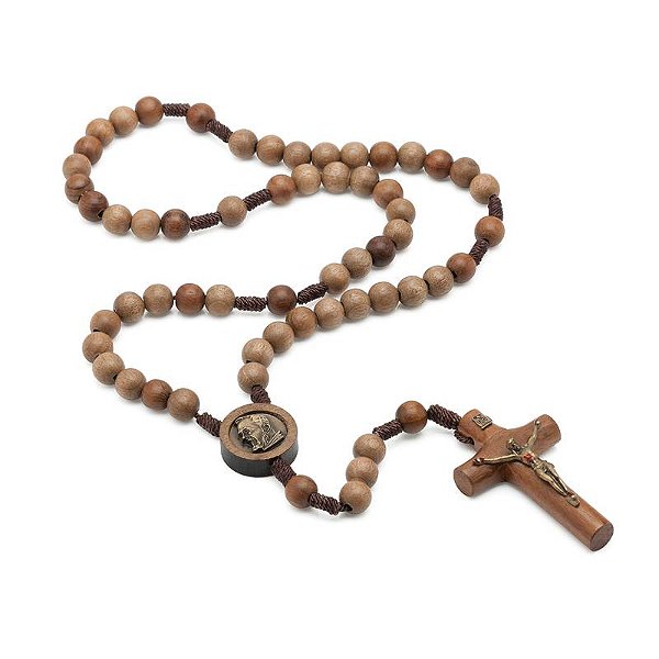 Terço São Padre Pio Madeira Imbuia 10mm