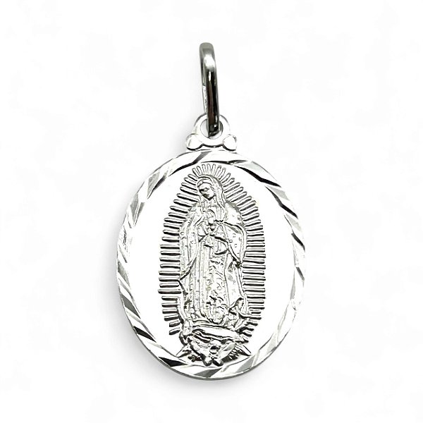 Pingente de Prata Nossa Senhora de Guadalupe Oval 20x16mm