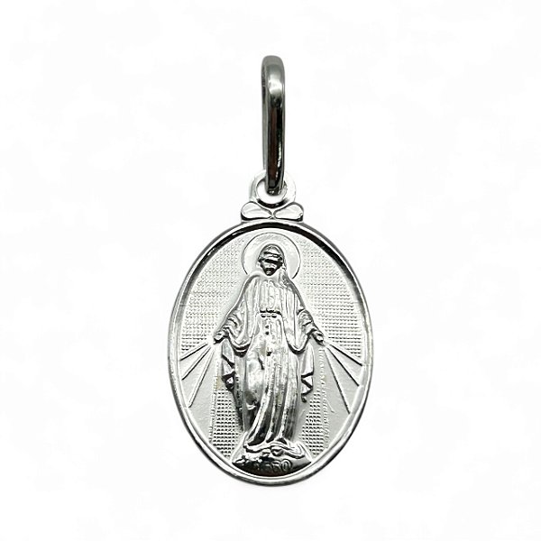 Pingente de Prata Nossa Senhora das Graças Oval 15x11mm