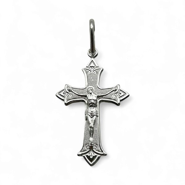 Pingente de Prata Cruz com Cristo 30x20mm
