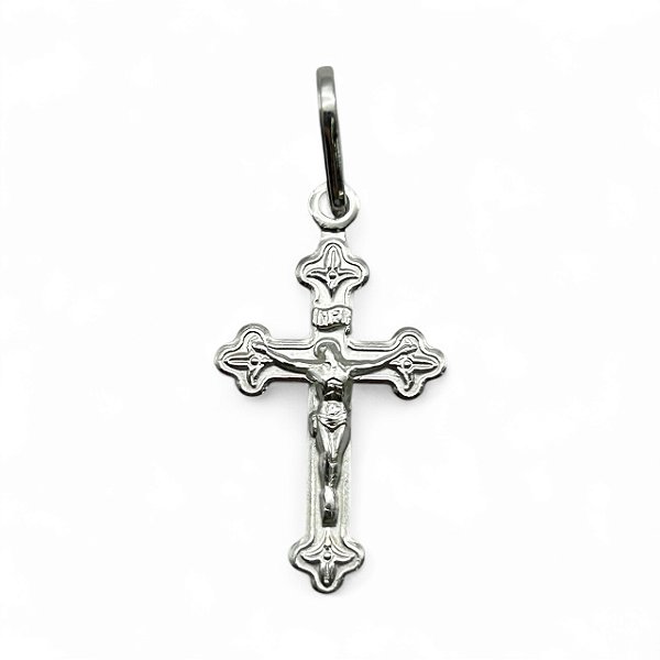 Pingente de Prata Cruz com Cristo 19x12mm