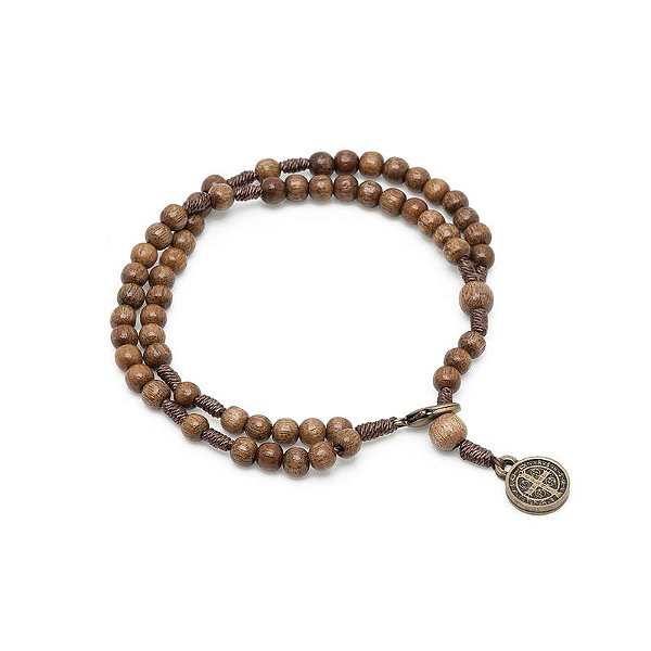 Pulseira Terço De São Bento Madeira Imbuia 4mm