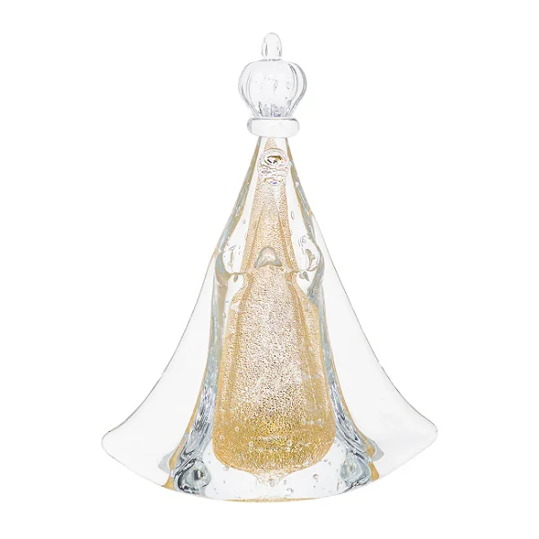 Imagem Nossa Senhora Aparecida 25cm Cristal Murano Transparente Ouro