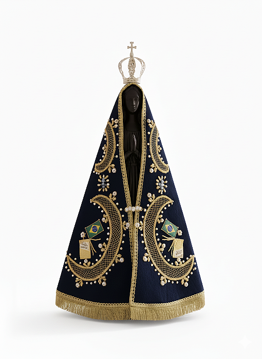 Imagem de Gesso Nossa Senhora Aparecida Preta 72cm com Coroa Manto e Broche - Facssimile