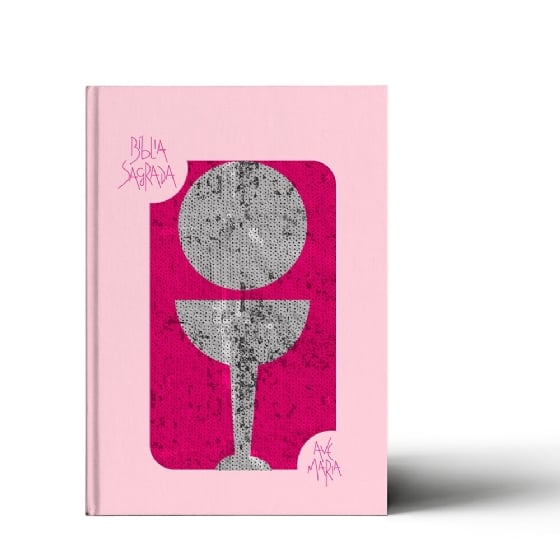 Bíblia Ave Maria com Lantejoula - Rosa